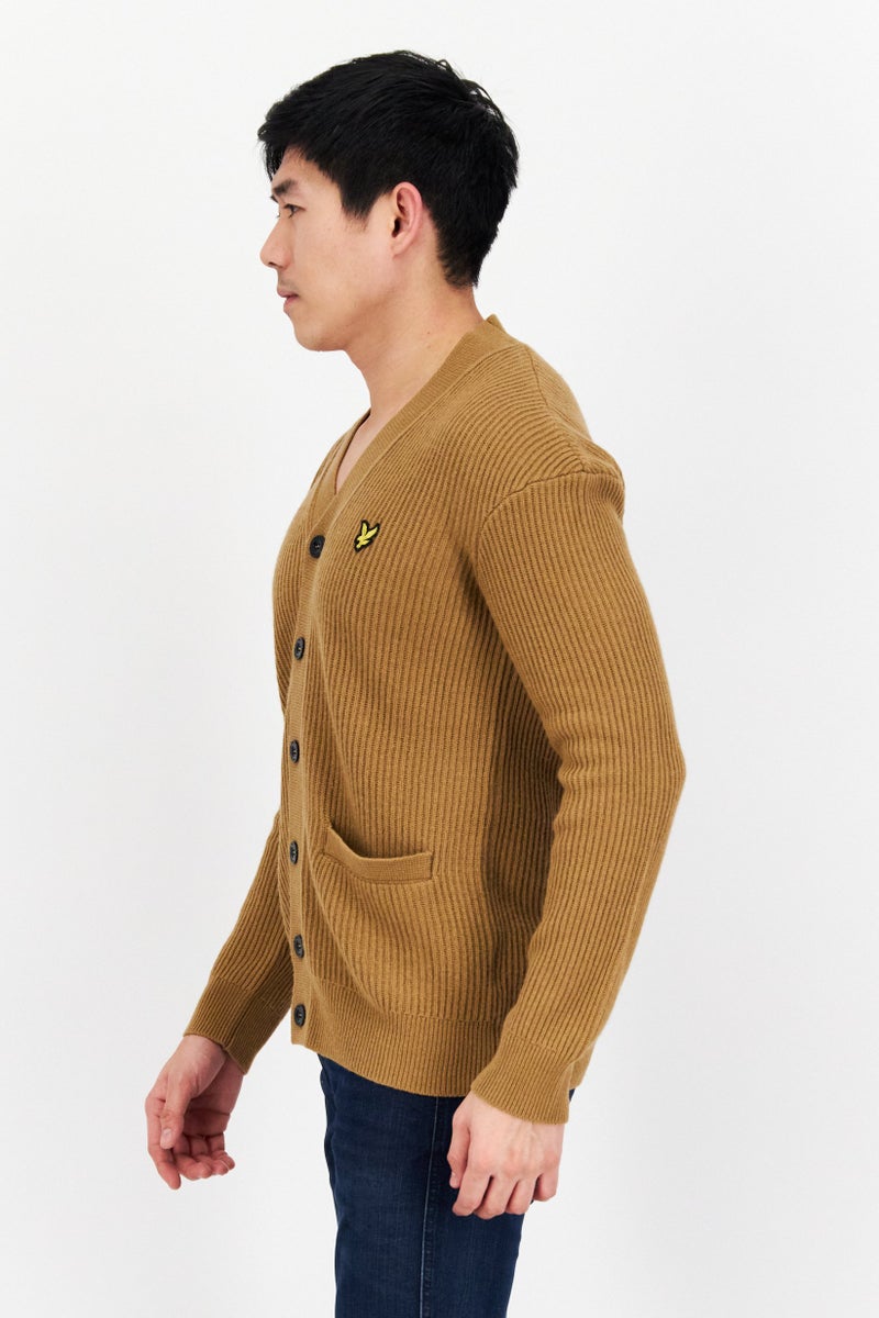 Lyle & Scott Men V-Neck Long Sleeve Brand Logo Cardigans, Cedar Dusk - Image 2