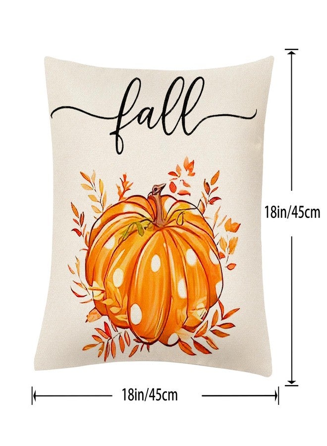 Hongsome Fall Decorations for Home-Throw Pillow Covers 18x18in Set of 4,Pumpkin Linen Pillow Case for Thanksgiving Couch Autumn Holiday Outdoor Burnt Orange White Decor - Image 2