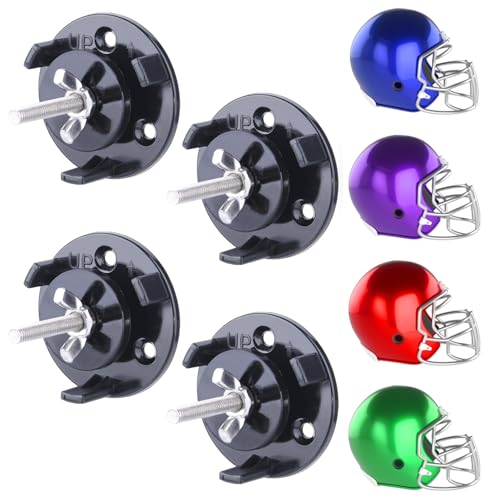 JAZBREY 4 Pack Football Helmet Wall Mount Display Holder Hanger for Full or Mini Helmet Floating Case Shelf Stand Black - Image 1