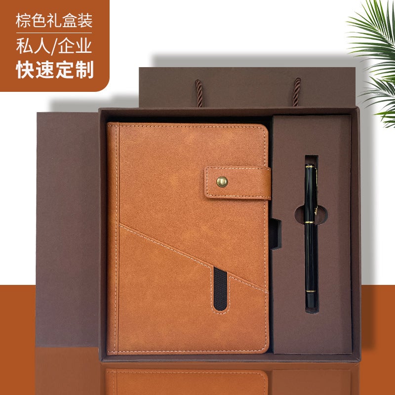 Leather Journal A5 Brown Hardcover - 100 Pages 100 G/m Thick Horizontal Paper Writing Notebook With Pen Gift Box Set For Male Female Students - Image 1