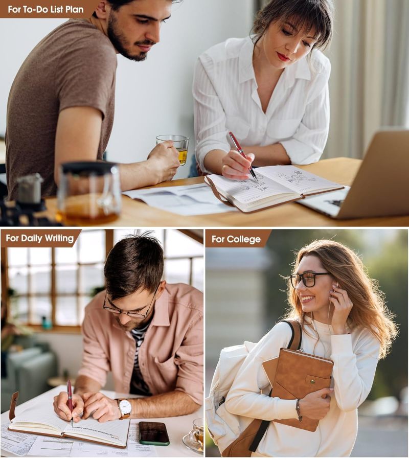 Leather Journal A5 Brown Hardcover - 100 Pages 100 G/m Thick Horizontal Paper Writing Notebook With Pen Gift Box Set For Male Female Students - Image 4