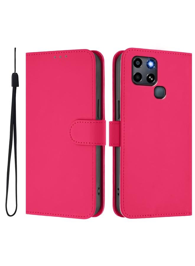 اس-توب جراب لهاتف Infinix Smart 6 / 6 Plus مصنوع من الجلد بلون سادة مع حبل - Image 2