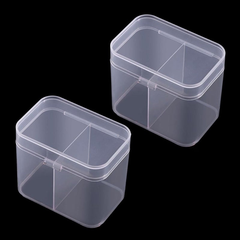 lasenersm 2 Pieces Nail Storage Box 2 Grids Plastic Cosmetic Cotton Pad Holder Box Nail Polish Remover Pad Storage Container Box Makeup Cotton Storage Box Cotton Swab Holder Container Transparent