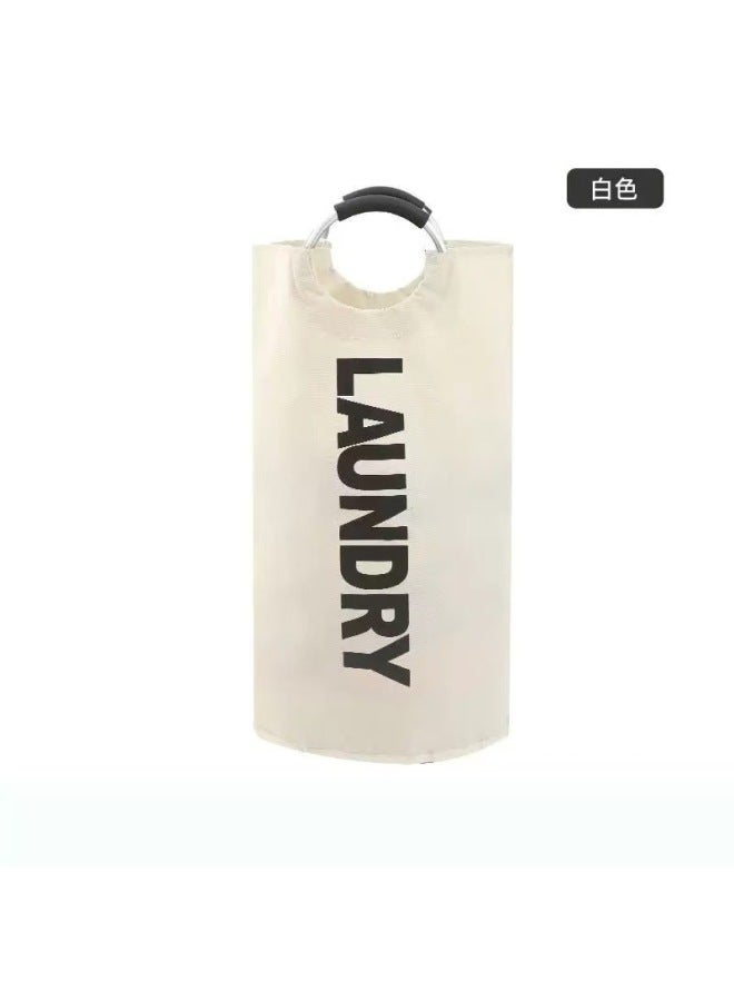 Home Large-capacity Clothing Storage Bag Oxford Cloth Double-layer Laundry Bag Round Aluminum Handle Dirty Clothes Basket