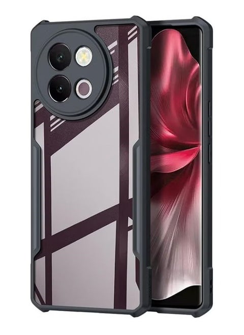 vivo Y38 5G Case Cover, Ultra-Thin Lightweight Cover Soft TPU Bumper, Acrylic Clear Back Mobile Phone Case Cover Black