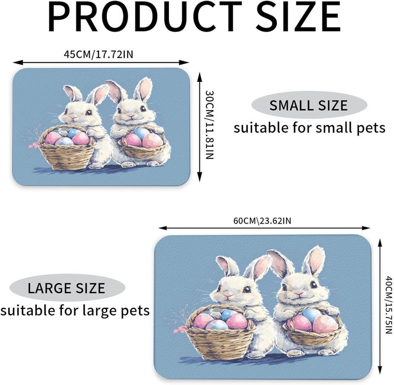 Pet Feeding Mat Easter Spring Summer Bunny Cute Eggs Flowers Rabbit T Dog Food Mat for Food Water No Stains Quick Dry Dispenser Cat Bowl Mats for Messy Drinkers 18X12In - Image 4