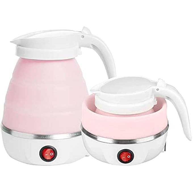 WingFly Portable Folding Electric Kettle  Fast Boiling Foldable Food Grade Silicone Dry Protection Separable Power Cord For Travel Hiking Camping And Indoor Pink - Image 1