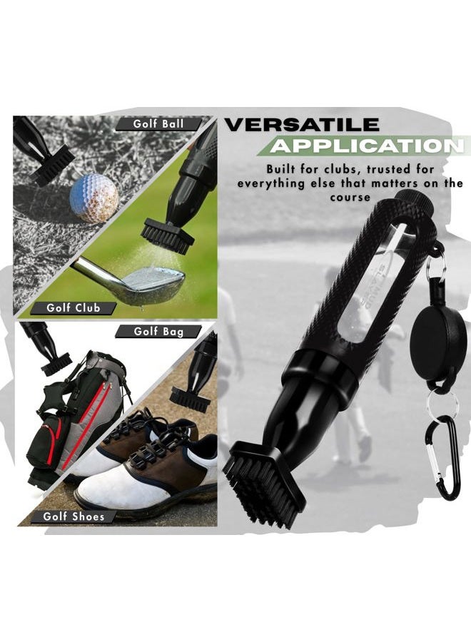 HODL 21 Mud Slayer Golf Club Cleaning Brush with Fine Mist Spray, Leak-Proof Viewing Window & Retractable Clip – Dual Bristle Head, Ergonomic Handle – Must-Have Golf Accessories for Men & Women - Image 3