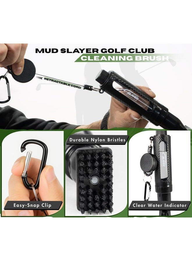 HODL 21 Mud Slayer Golf Club Cleaning Brush with Fine Mist Spray, Leak-Proof Viewing Window & Retractable Clip – Dual Bristle Head, Ergonomic Handle – Must-Have Golf Accessories for Men & Women - Image 2