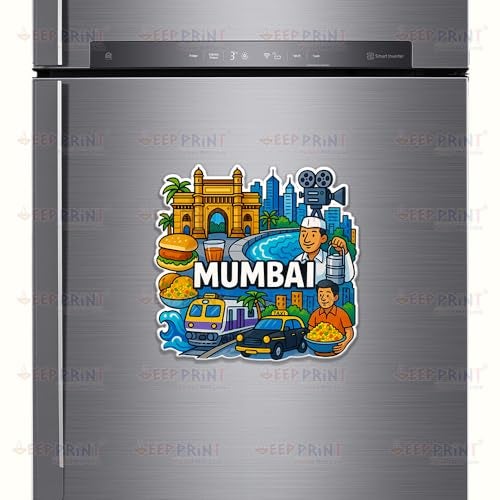 Deep Print Acrylic Fridge Magnet – Indian States Theme | 7.6x7.6 cm | Sparkle Finish | Decorative Souvenir Magnet for Fridge (Multiple State Variants) (Mumbai) - Image 3
