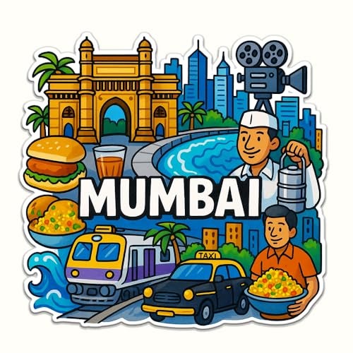 Deep Print Acrylic Fridge Magnet – Indian States Theme | 7.6x7.6 cm | Sparkle Finish | Decorative Souvenir Magnet for Fridge (Multiple State Variants) (Mumbai) - Image 1