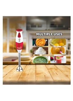 ICONA ICONA Hand Blender with 200W Motor, 7-Speed Detachable Stainless-Steel Whisk & Beater, Ergonomic Slim Grip Handle – Red & White | Compact and Lightweight for Smoothies, Soups, Sauces, and Batters  - Image 5