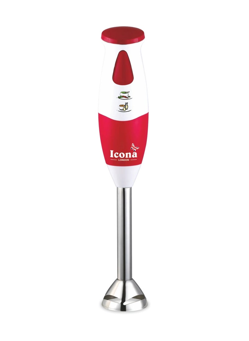 ICONA - ICONA Hand Blender with 200W Motor, 7-Speed Detachable Stainless-Steel Whisk & Beater, Ergonomic Slim Grip Handle – Red & White | Compact and Lightweight for Smoothies, Soups, Sauces, and Batters - Image 1