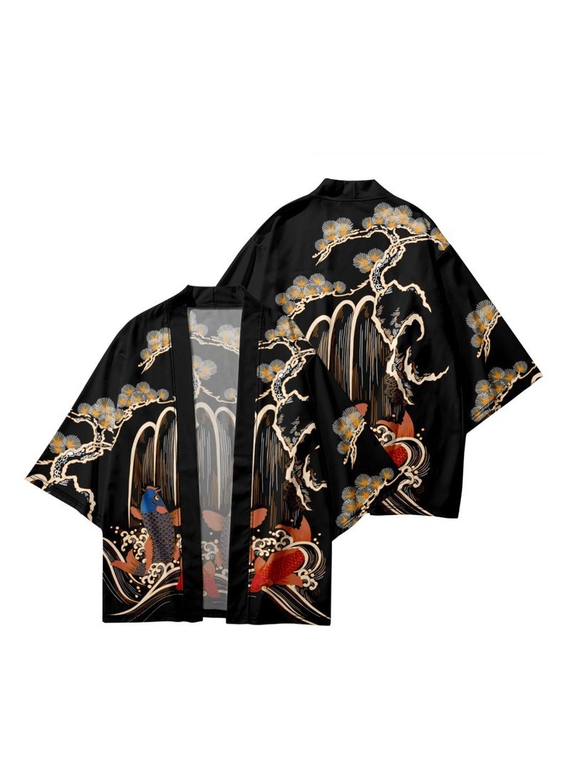 Loquat Summer Feather Weaving Ethnic Style Kimono 3D Digital Printing Casual Sports Cloak - Image 1