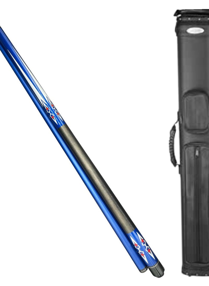 Carbon Fiber Pool Cue Stick 1/2 Joint, 12mm Tip – Professional Billiard Cue with 4-Hole Pool Cue Carrying Case ( SC 2x4)blue - Image 1