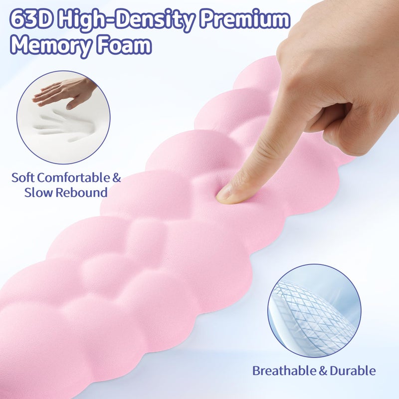Sushret Cloud Wrist Rest Keyboard, Cloud Keyboard Wrist Pad Set with PU Leather Memory Foam, Cute Arm Rest for Palm Support, PC/Gaming Desk Accessories/Office Setup/Computer Hand Cushion - Pink - Image 4