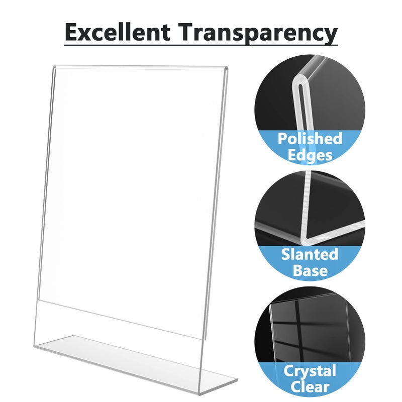 MaxGear Acrylic Sign Holder, Clear Sign Holders Plastic Display Stand 8.5 x 11 Inches Slant Back Countertop Display Picture Frames for Menus, Flyer, Use In Office, Store, 3 Pack - Image 3