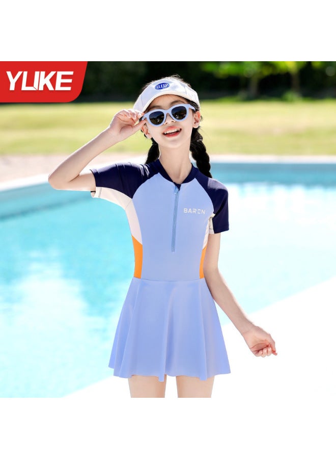 Children's Swimsuit Women's  New One-piece Girl's Swimsuit Medium And Large Kidsren's Student Sun Protection Quick-drying Swimsuit Suit Summer