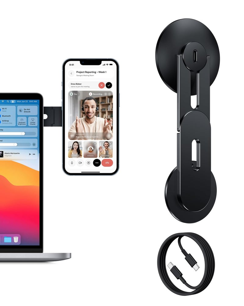MAGDIGITEH Magnetic Tesla Phone Holder, MagSafe Laptop Phone Mount for iPhone 17/16/15/14/13/12 Pro Max, Car Magnetic Phone Mount for Tesla Model 3/ ModelY/X/S (Black) - Image 1