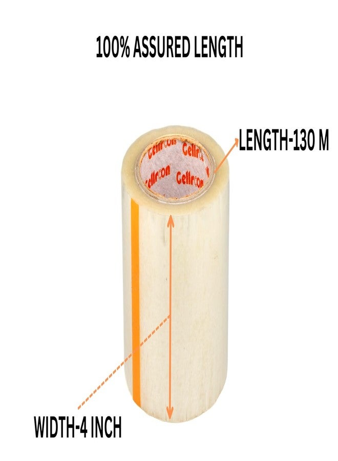 Cellroon Transparent Cello Tape For Packing (4 Inch / 130 Meter) Bopp Self Adhesive Tape Rolls, Packaging Tape For Home, Office, And Industrial Use (Pack Of 1) - Image 3