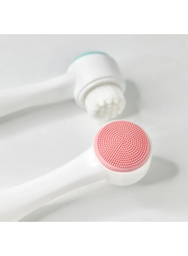 Generic Silicone Facial Cleansing Brush Double Side Facial Cleansing Brush Vibration Massage Facial Wash Skin Care Multi-Color DFBMC10  - Image 1
