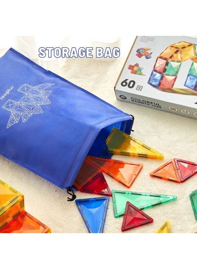 MiDeer ألعاب بلاط مغناطيسية إصدار ماربل ران - مجموعة 100 قطعة من كتل البناء الملونة للأطفال - لعبة تعليمية STEM مع مسارات وأنابيب سلسة - تنمي الإبداع والهندسة والمهارات الحركية - Image 3