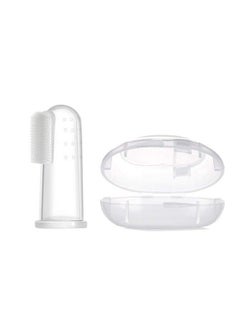 Safe-O-Kid Extra Safe Oral Hygiene Transparent Silicone Finger Brush Tongue Cleaner For Baby Teething;Gums With Attractive Case  - Image 1