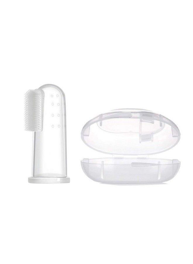 Safe-O-Kid Extra Safe Oral Hygiene Transparent Silicone Finger Brush Tongue Cleaner For Baby Teething;Gums With Attractive Case  - Image 1