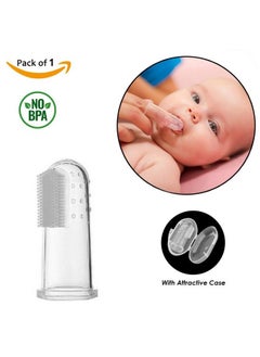 Safe-O-Kid Extra Safe Oral Hygiene Transparent Silicone Finger Brush Tongue Cleaner For Baby Teething;Gums With Attractive Case  - Image 3