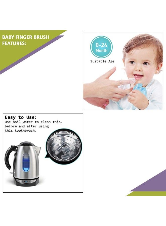 Extra Safe Oral Hygiene Transparent Silicone Finger Brush Tongue Cleaner For Baby Teething;Gums With Attractive Case