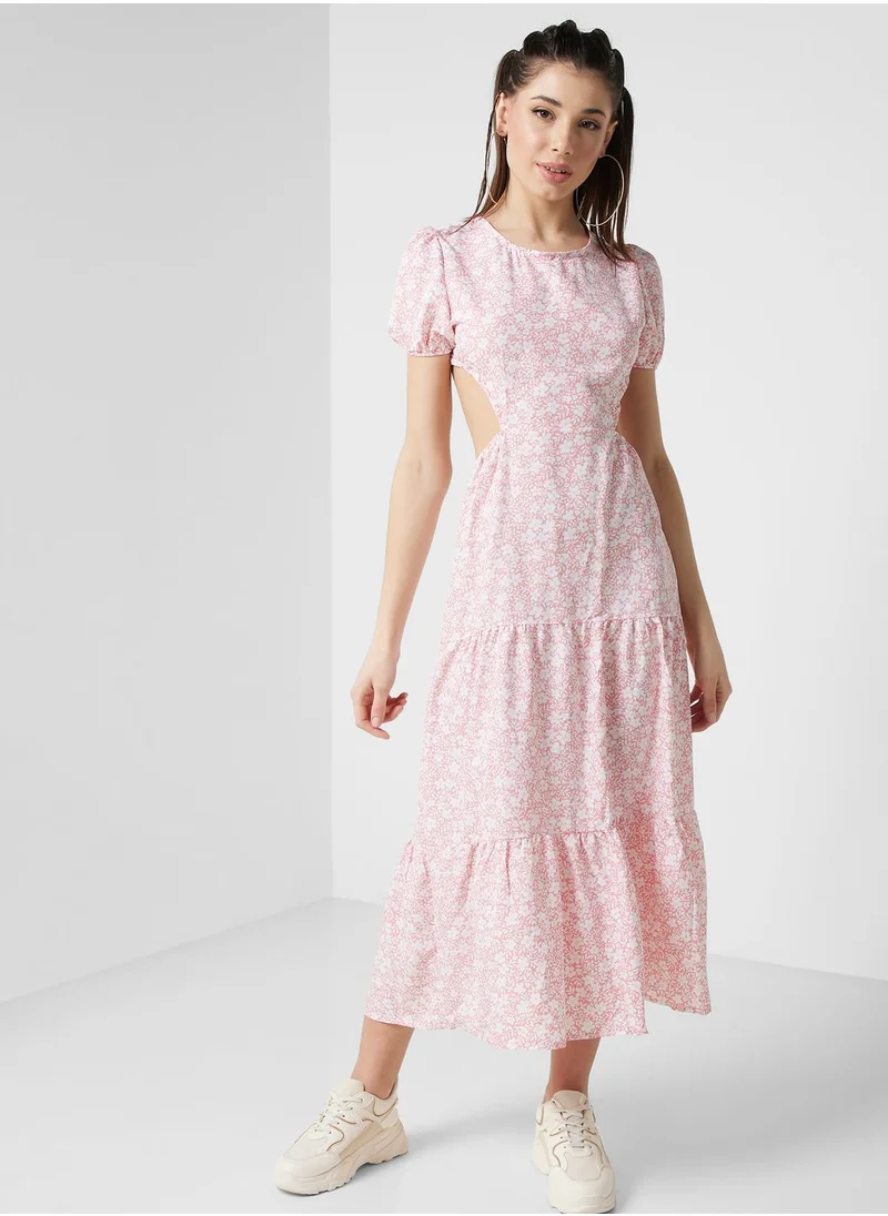 Ginger Cutout Back Detail Printed Dress