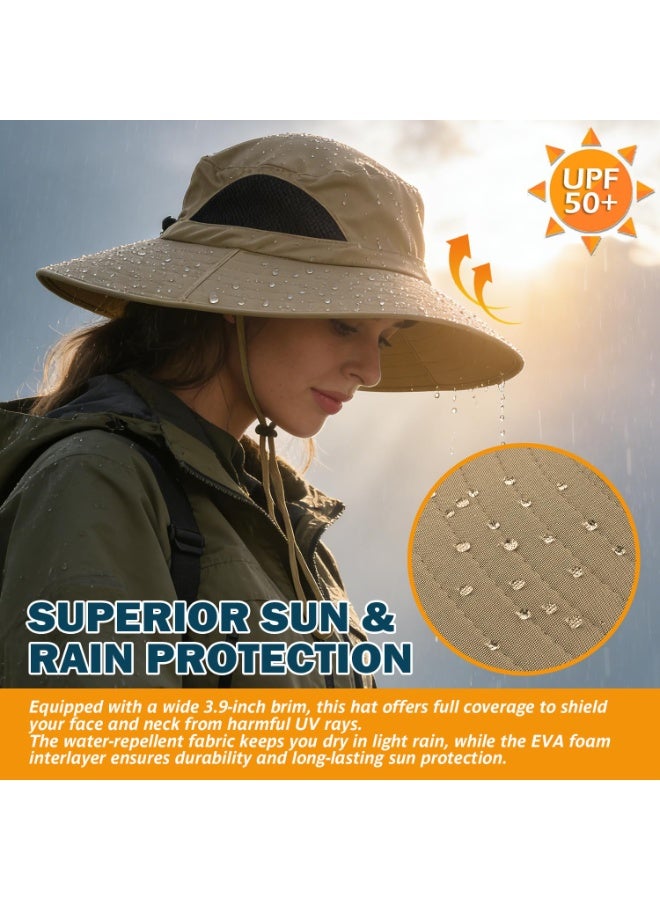 ZNARO Unisex Sun Hat Water-repellent Wide Brim Bucket Hat, Packable Boonie Hat for Fishing Hiking Gardening Safari Beach (Camel) - Image 3