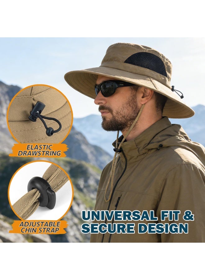 ZNARO Unisex Sun Hat Water-repellent Wide Brim Bucket Hat, Packable Boonie Hat for Fishing Hiking Gardening Safari Beach (Camel) - Image 4