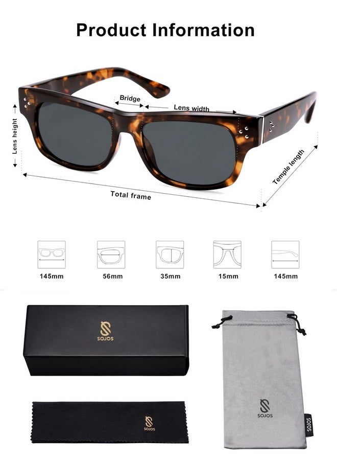 Sojos Retro Square Polarized Sunglasses For Women Men Vintage Shades Uv400 Protection Sunnies Sj2338, Tortoise Frame/Grey Lens  - Image 5