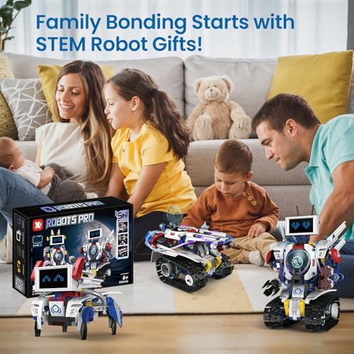 HPROMOT 5in1 STEM Robot Building Kit for Kids Ages 616 Remote App Controlled Rechargeable Engineering Learning DIY Coding Toy Educational Building Blocks Gift for Girls Boys 603 PCS - Image 5