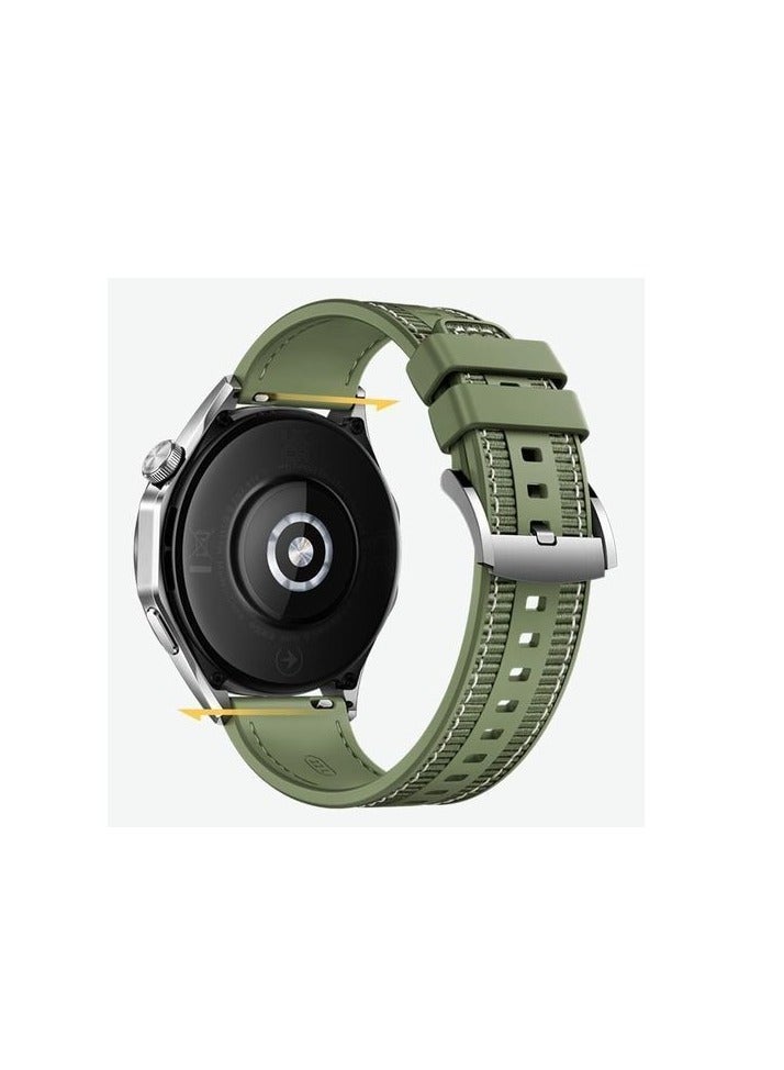 22mm For Smart Watch Amazfit Pop 3S Nylon Braided Silicone Composite Watch Strap, Green - Image 1