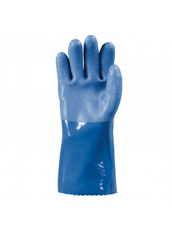 Wells Lamont Heavy Duty PVC Coated Work Gloves | Liquid/Chemical, Abrasion & Cut Resistant, Waterproof | Versatile, Flexible, Durable | Cotton Lining, Large (174L) , 12 inch Cuff , Blue - Image 2