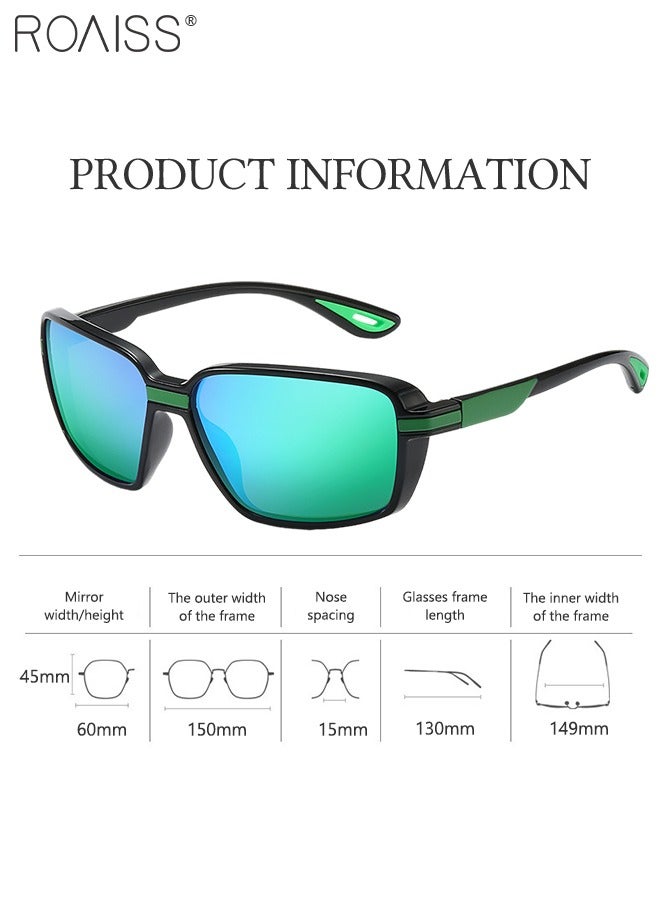 Polarized Sports Sunglasses for Men Women, UV400 Protection Cycling Glasses, Outdoor Dustproof Goggles for Baseball Running Fishing Golf, Black and Green