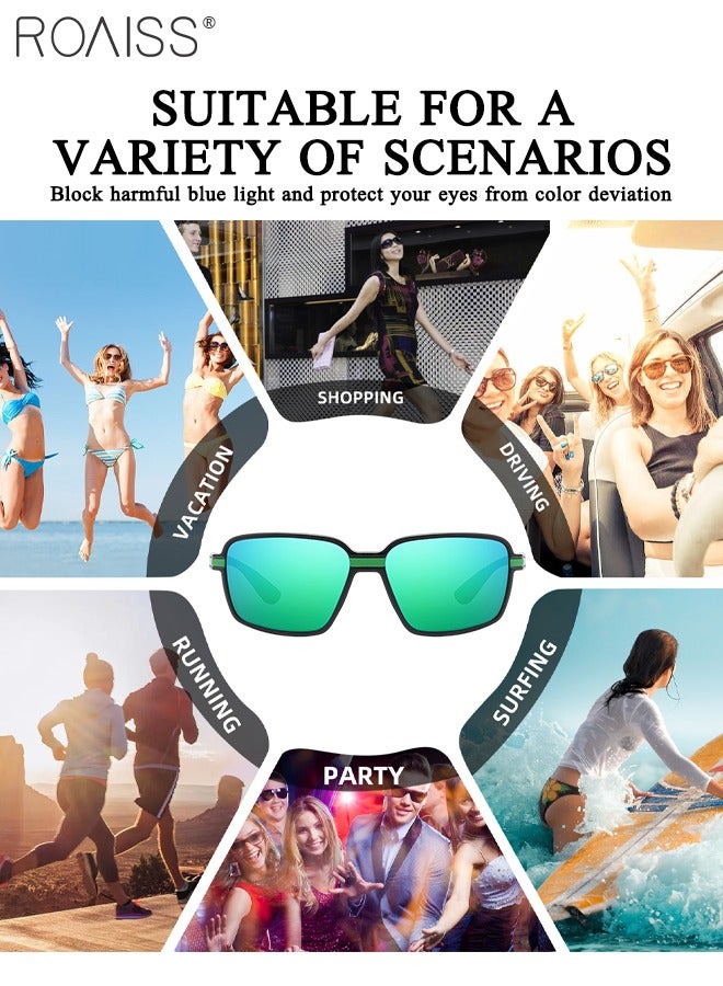 Polarized Sports Sunglasses for Men Women, UV400 Protection Cycling Glasses, Outdoor Dustproof Goggles for Baseball Running Fishing Golf, Black and Green