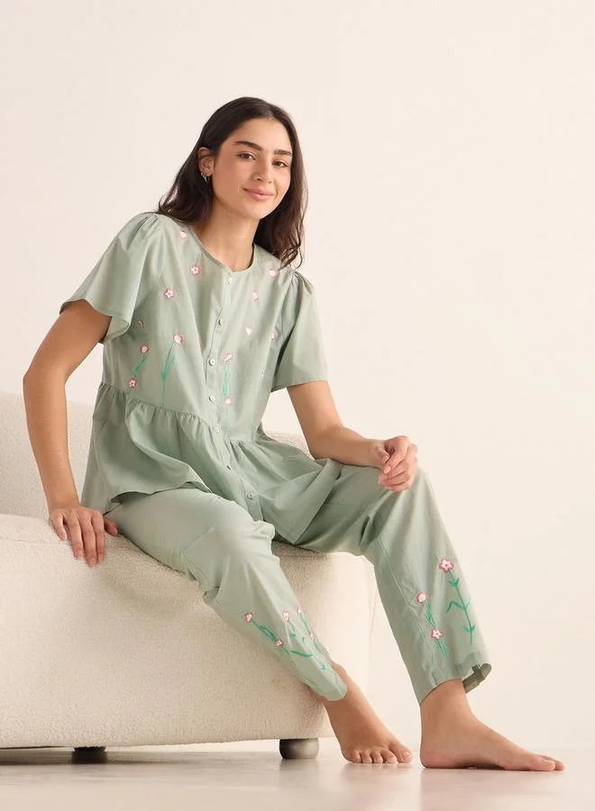 سبلاش فيڤ طقم قميص وبيجامة مطرز