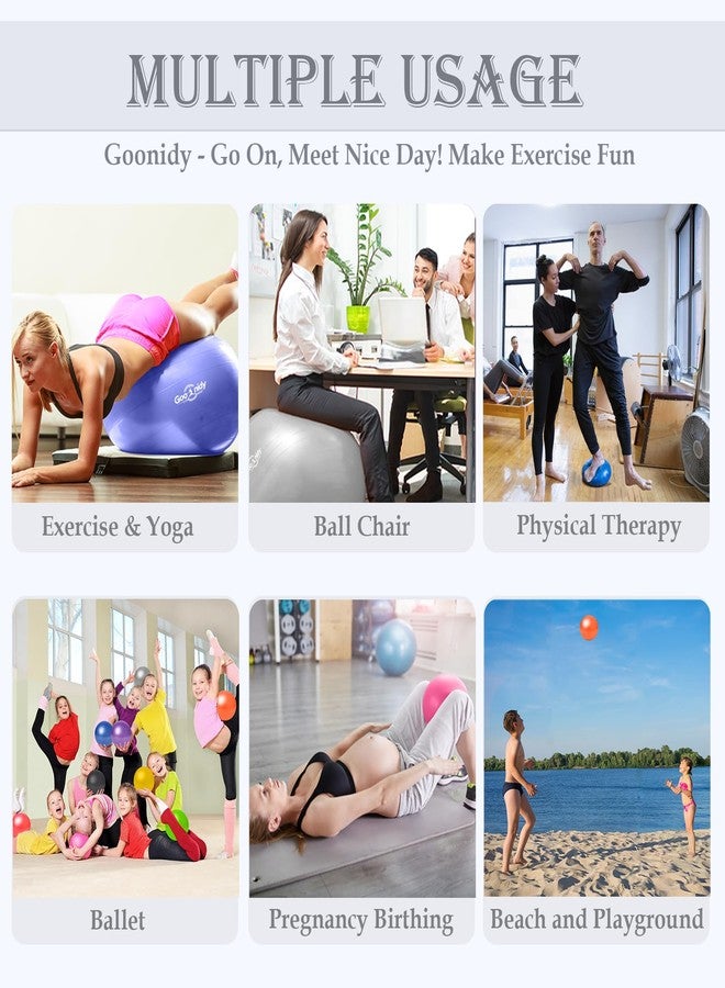 Goonidy Soft Exercise ball, Anti-Burst Yoga Ball Chair Supports 2200lbs, Workout Equipment w/ Pump for Women Pregnancy, Medicine, Birthing, Physical Therapy, Stability, Excersing, Birth, Swiss, Fitness, Gym - Image 4