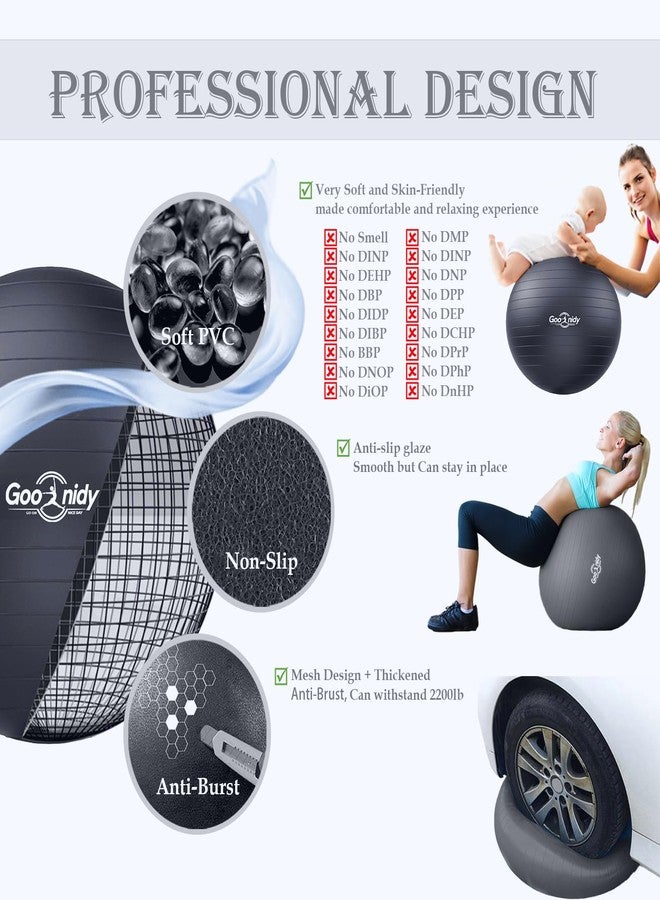 Goonidy Soft Exercise ball, Anti-Burst Yoga Ball Chair Supports 2200lbs, Workout Equipment w/ Pump for Women Pregnancy, Medicine, Birthing, Physical Therapy, Stability, Excersing, Birth, Swiss, Fitness, Gym - Image 3