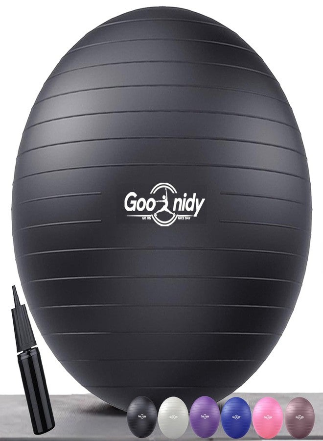Goonidy Soft Exercise ball, Anti-Burst Yoga Ball Chair Supports 2200lbs, Workout Equipment w/ Pump for Women Pregnancy, Medicine, Birthing, Physical Therapy, Stability, Excersing, Birth, Swiss, Fitness, Gym - Image 1