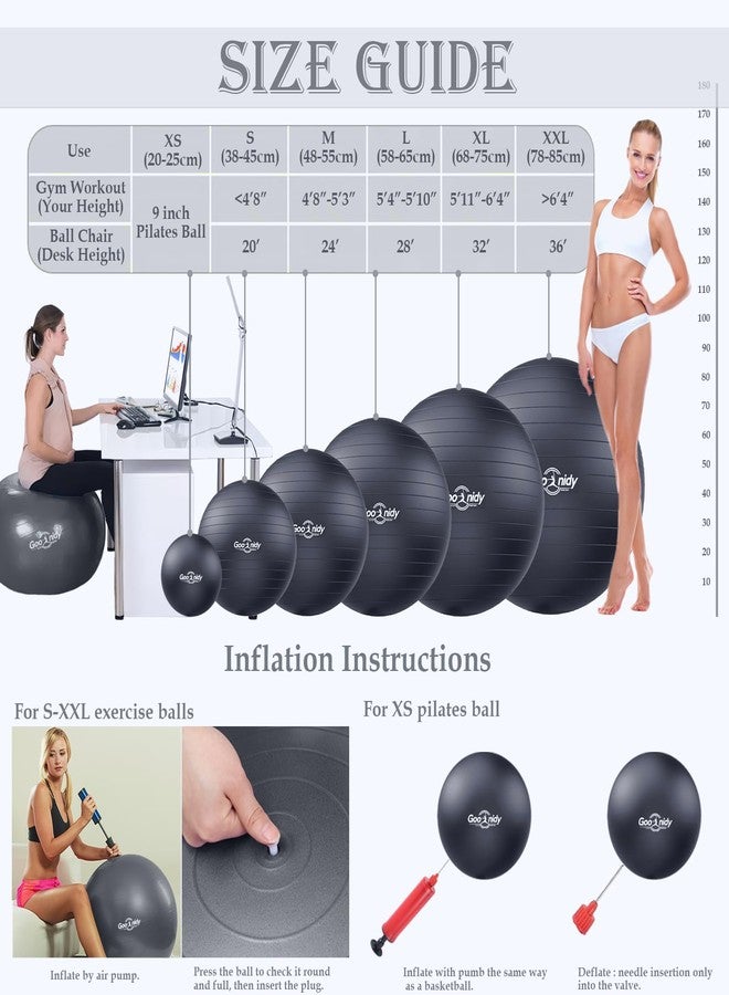 Goonidy Soft Exercise ball, Anti-Burst Yoga Ball Chair Supports 2200lbs, Workout Equipment w/ Pump for Women Pregnancy, Medicine, Birthing, Physical Therapy, Stability, Excersing, Birth, Swiss, Fitness, Gym - Image 5