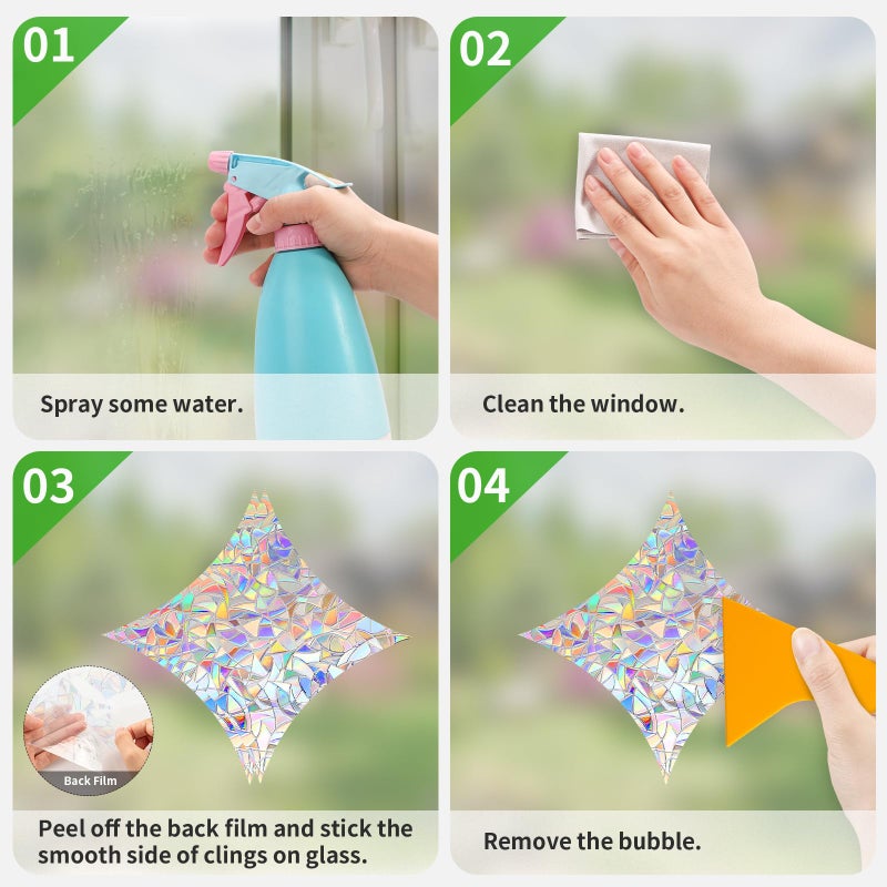 DELLAN Window Decals to Prevent Birds Strikes, DELLAN 42 Anti-Collision Rainbow Window Clings, Bird Deflectors Stickers for Glass Windows (StarRound) - Image 5