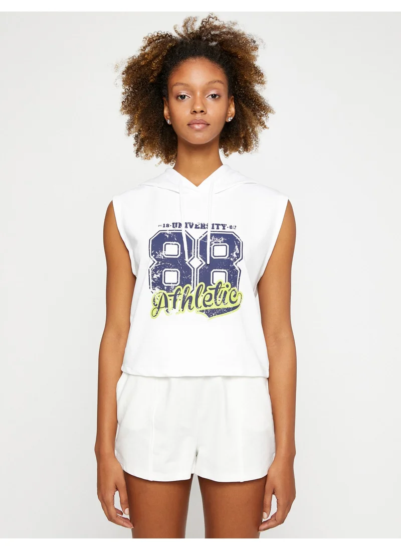 KOTON Hooded Undershirt College Printed Sleeveless