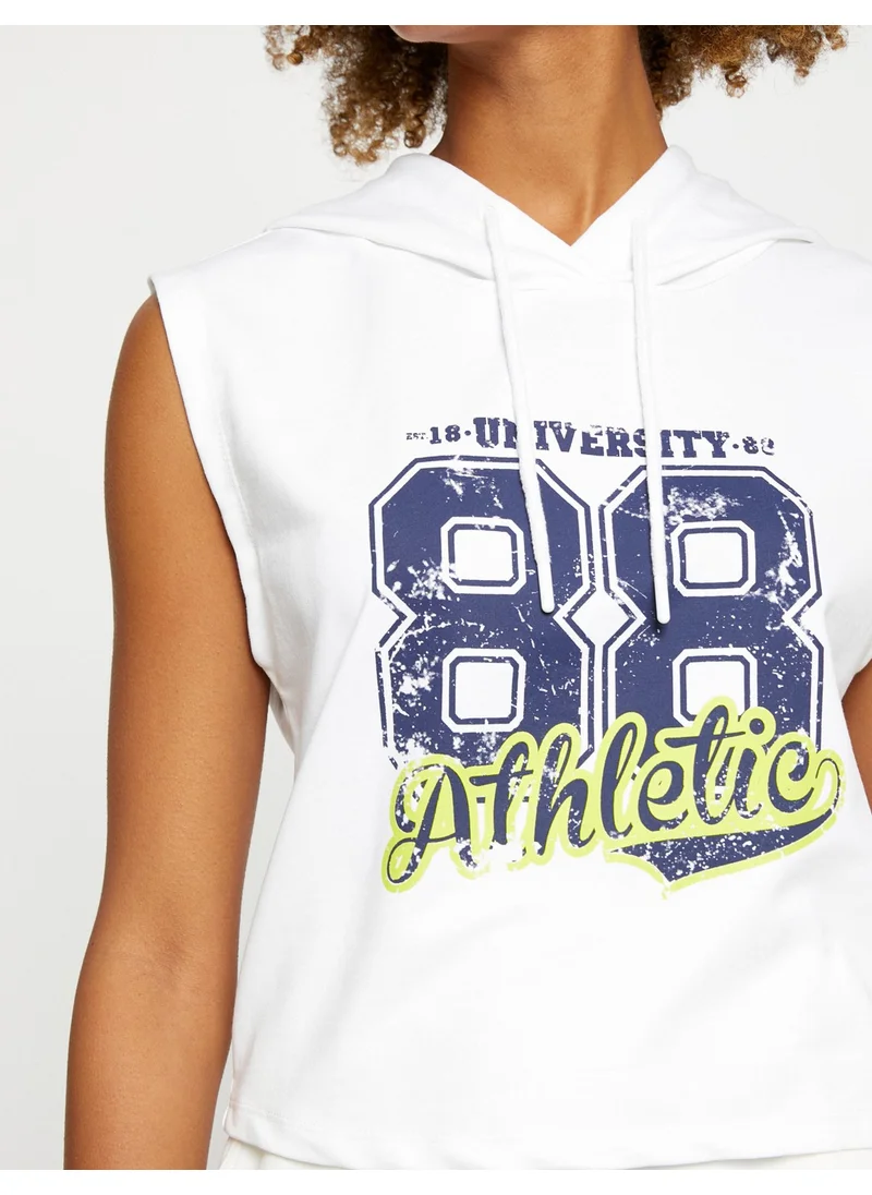 KOTON Hooded Undershirt College Printed Sleeveless
