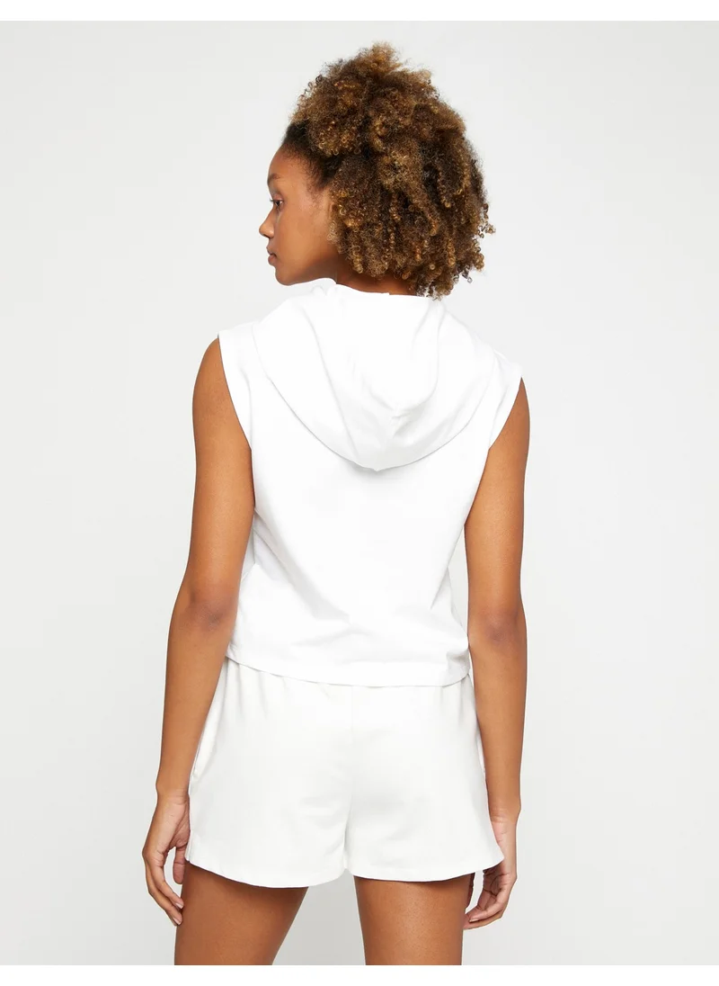 KOTON Hooded Undershirt College Printed Sleeveless