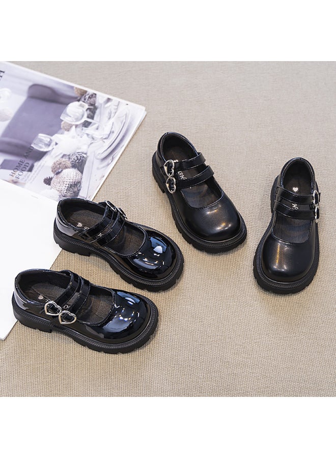 Girl's Leather Shoes Spring Autumn Big Girl Princess Shoes Children's Black Performance Shoes Fashion Flats - Image 3