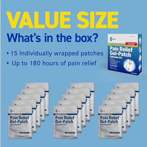 Globe -15 Pack - Maximum Strength OTC Pain Relief 4% Lidocaine Patch, 3.9” x 5.5”, Temporary Relief of Pain, Back, Neck, Shoulders, Knees, Elbows, Minor Skin Irritations 15-Count Box - Image 5